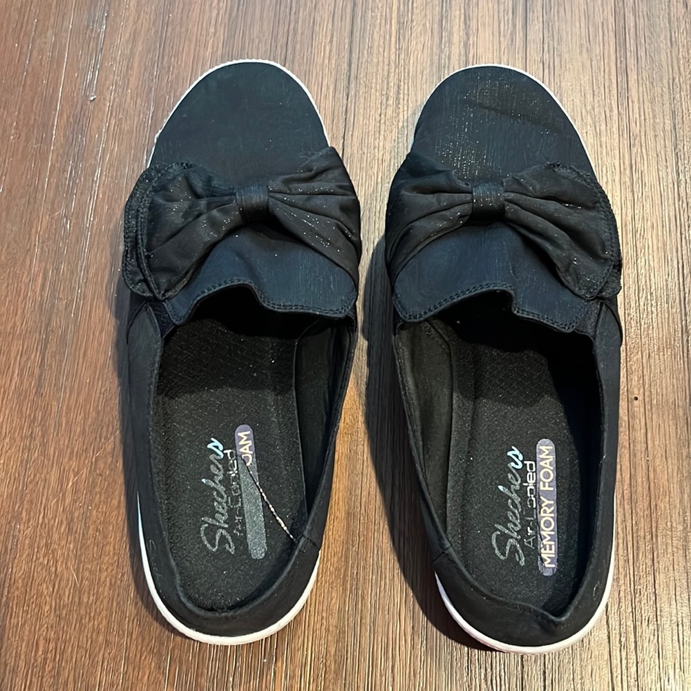 Skechers Black Slip on Shoes with Bows